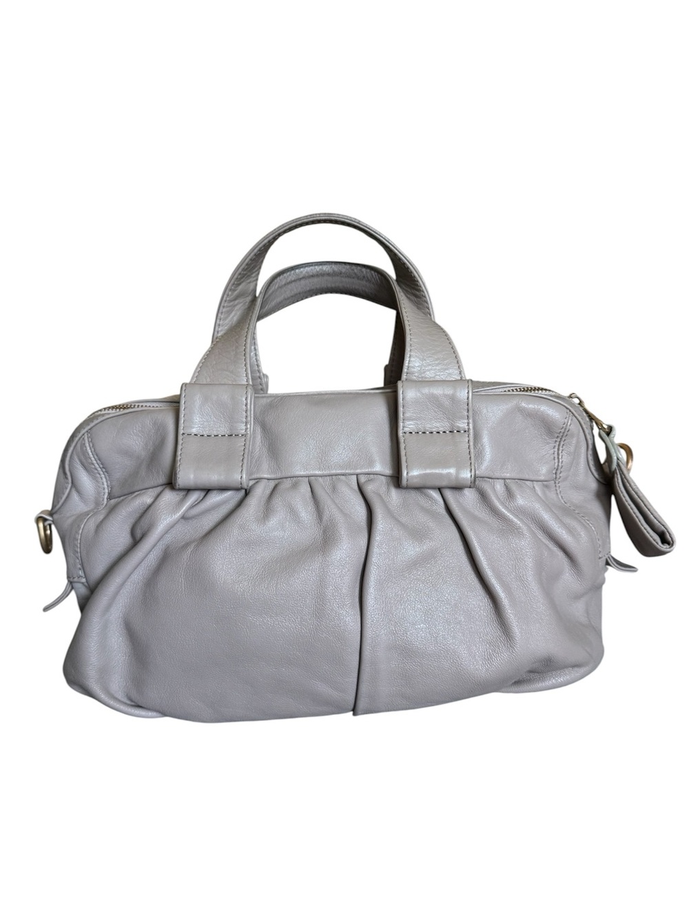 Authentic See by Chloé Taupe Leather Pleated Satchel Shoulder Bag - Picture 8 of 12